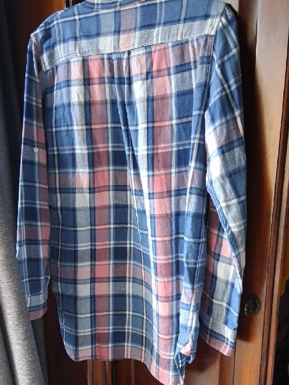 GAP Blue, Pink & White Plaid Womens Casual Boyfriend Blouse - Picture 6 of 7